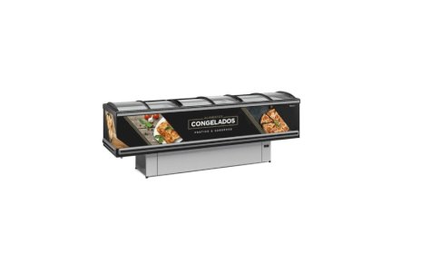 Ilha para Congelados e Resfriados 2,90m Vidro Curvo LED GESV-290C PR Preta Gelopar