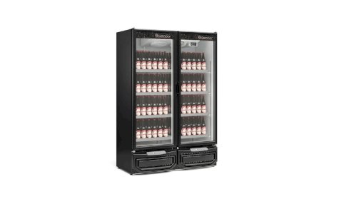 Cervejeira Expositor Vertical 1,30m 2 Portas 957L Conveniência GCBC-950 PR Preto Gelopar