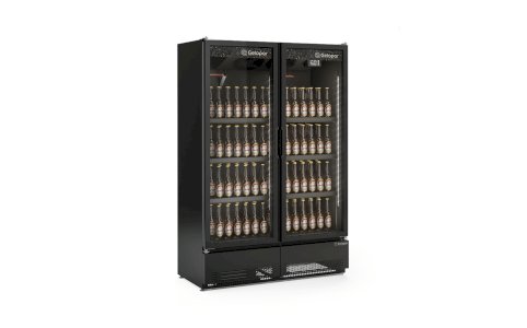 Cervejeira Expositor Vertical 1,30m 2 Portas 957L Conveniência GCBC-950 CB PR All Black Gelopar