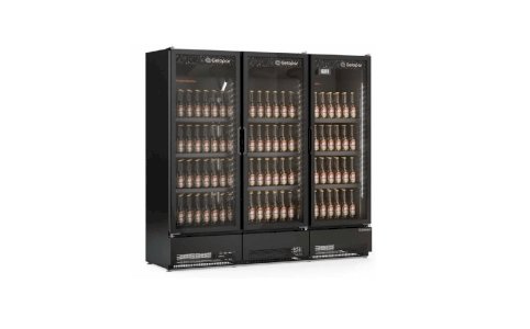 Cervejeira Expositor Vertical 1,95m 3 Portas 1468L Conveniência GCBC-1450 CB PR All Black Gelopar