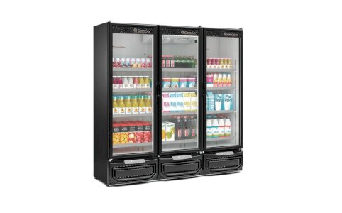 Refrigerador Expositor Vertical 3 Portas 1468L Conveniência GCVR-1450 PR Preto Gelopar