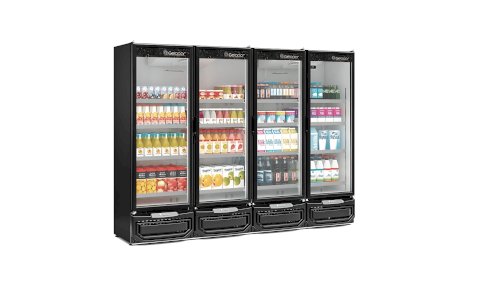 Refrigerador Expositor Vertical 4 Portas 1979L Conveniência GCVR-1950 PR Preto Gelopar
