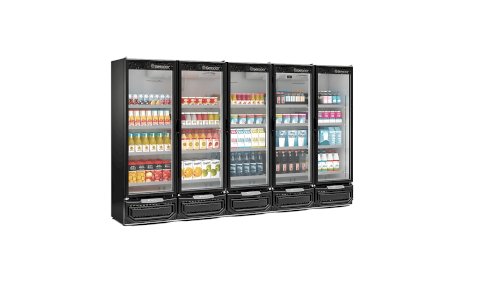 Refrigerador Expositor Vertical 5 Portas 2492L Conveniência GCVR-2500 PR Preto Gelopar