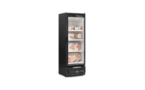 Freezer Vertical Porta de Vidro 445L Conveniência GCVC-45 PR Preto Gelopar