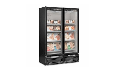 Freezer Vertical 2 Portas de Vidro 957L Conveniência GCVC-950 PR Preto Gelopar