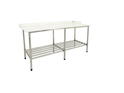 Mesa Inox c/ Tampo Poliestireno 14mm Grade Inferior Cód. 7411 - Imeca