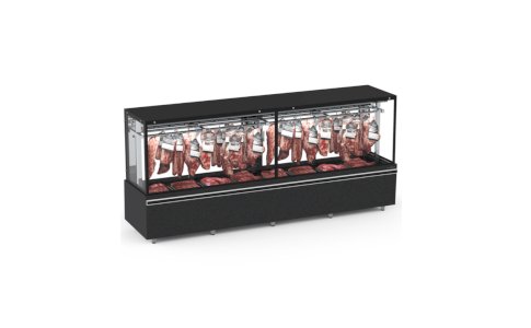 Balcão de Açougue 3,00m Tendal/Gancheiras Vanguard Top EAVTG-3000 Preto Refrimate - Ar Forçado + LED
