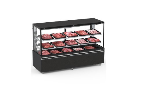 Balcão de Açougue 2m Avícola Prateleiras Vanguard Top Ar Forçado EAVTP-2000 Preto Refrimate
