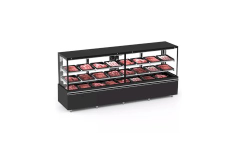 Balcão de Açougue 3m Avícola Prateleiras Vanguard Top Ar Forçado EAVTP-3000 Preto Refrimate