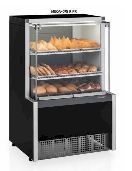 Vitrine Quente Estufa 0,74m Linha Aurora MEQA-075 PR Preta Gelopar