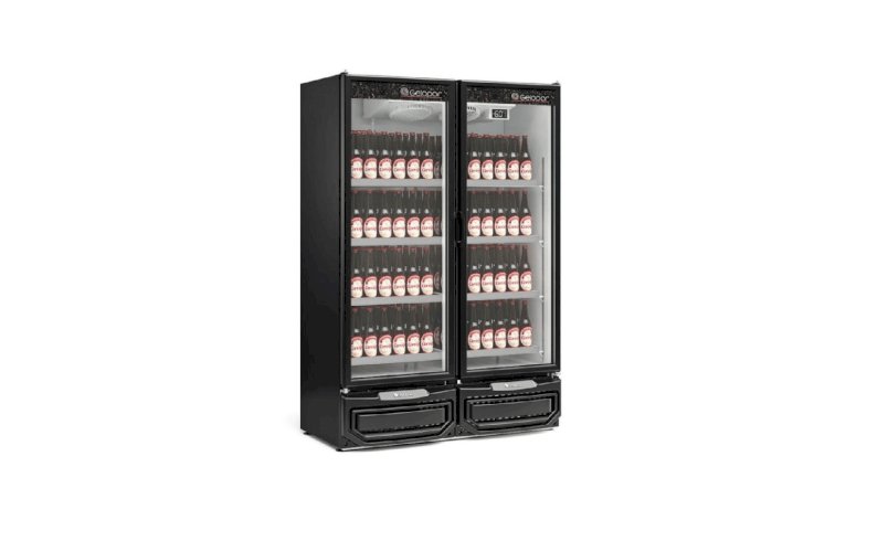 Cervejeira Expositor Vertical 1,30m 2 Portas 957L Conveniência GCBC-950 PR Preto Gelopar