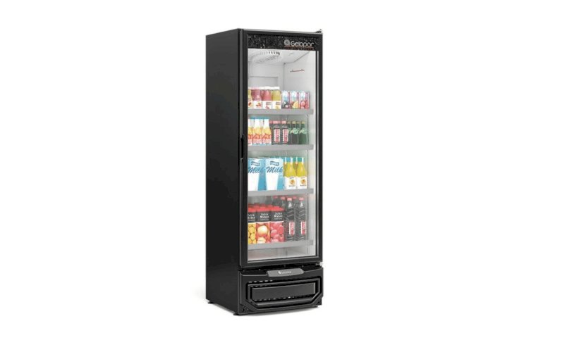 Refrigerador Expositor Vertical 1 Porta 445L Conveniência GCVR-45 PR Preto Gelopar