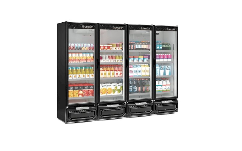 Refrigerador Expositor Vertical 4 Portas 1979L Conveniência GCVR-1950 PR Preto Gelopar
