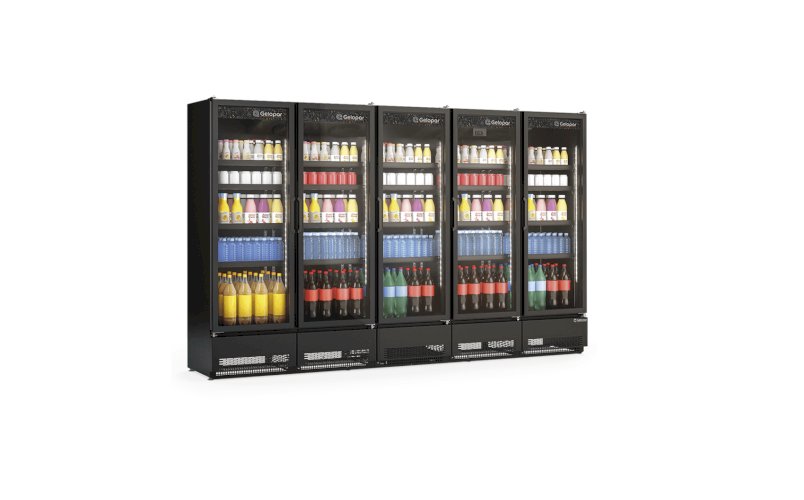 Refrigerador Expositor Vertical 5 Portas 2492L Conveniência GCVR-2500 CB PR All Black Gelopar