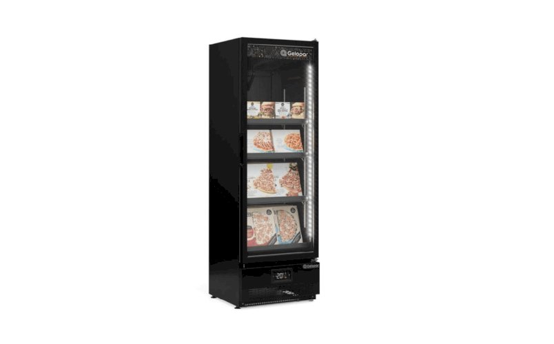 Freezer Vertical Porta de Vidro 445L Conveniência GCVC-45 CB PR All Black Gelopar
