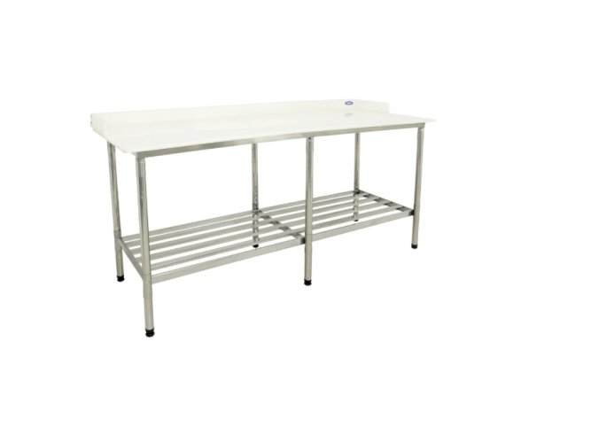 Mesa Inox c/ Tampo Poliestireno 14mm Grade Inferior Cód. 7411 - Imeca