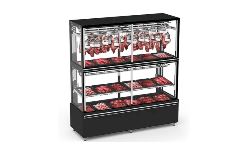 Balcão de Açougue Duplo 2,00m Vanguard Top Alto Ar Forçado EAVTA-2000 Preto Refrimate